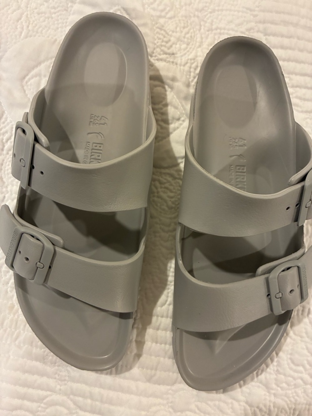 Birkenstock Light Gray Double Buckle Slide Sandals Size 41 NWOT - Picture 2 of 6